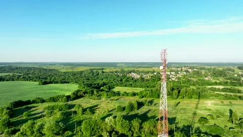 Mobile Tower installation. Cell site and Telecom Base Station. 库存影片 201238714