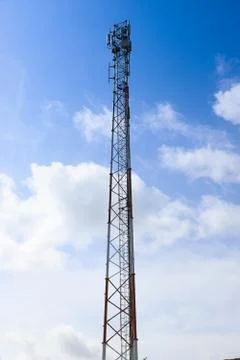 Mobile tower rising to the sky Stock Photos