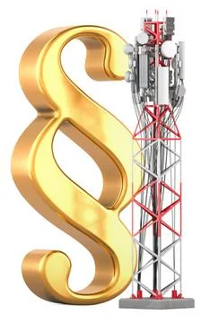 Mobile tower with section symbol, 3D rendering Stock Illustration