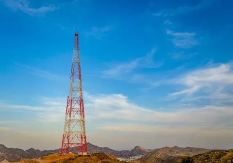 Mobile tower on top of a mountain Stock Photos