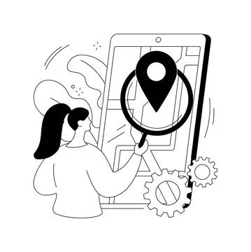 Mobile tracking soft abstract concept vector illustration. Stock Illustration
