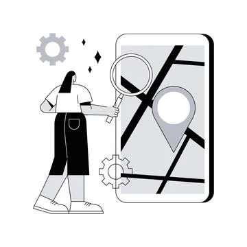 Mobile tracking soft abstract concept vector illustration. Illustrazione stock