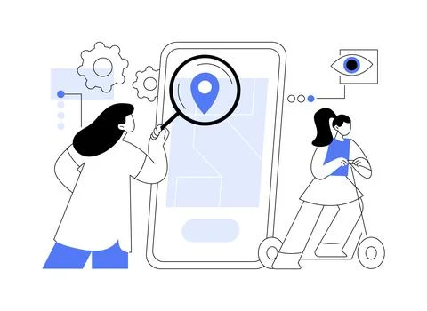 Mobile tracking soft abstract concept vector illustration. Illustrazione stock