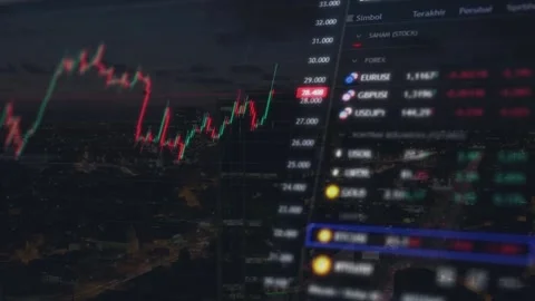 Mobile Trading App Interface Over Dusky City Stock Footage 336915797