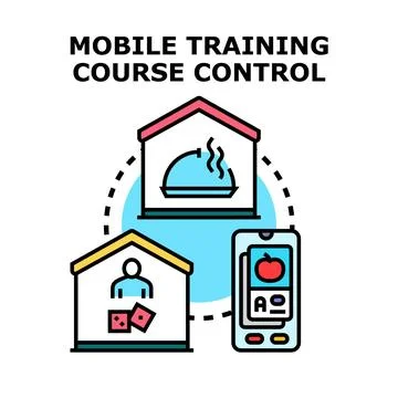 Mobile training course control concept illustration Stock Illustration