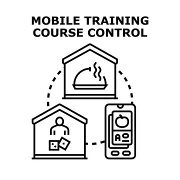 Mobile training course control concept illustration Stock Illustration