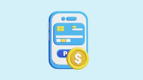 Mobile Transaction animated 3d icon. Video stock 289453409