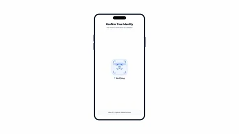 Mobile transaction process with biometric face recognition security. 4K Stock Footage 345495195