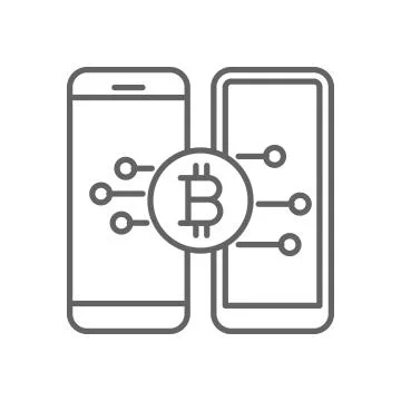 Mobile Transfer Exchange Bitcoin Thin Line Symbol Icon Design Stock Illustration