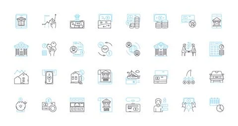 Mobile transfer linear icons set. Transfer, Mobile, My, Payment, Wallet, Send Ilustración de archivo