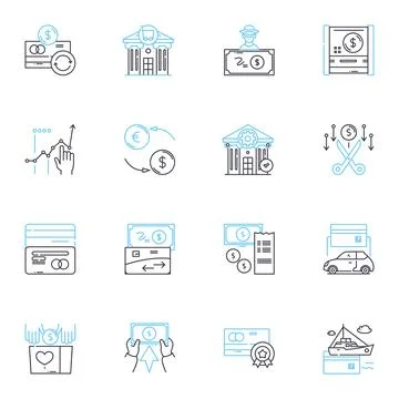 Mobile transfer linear icons set. Transfer, Mobile, My, Payment, Wallet, Send Stock Illustration