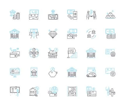Mobile transfer linear icons set. Transfer, Mobile, My, Payment, Wallet, Send Stock Illustration