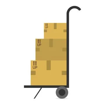 Mobile trolley with boxes Stock Illustration