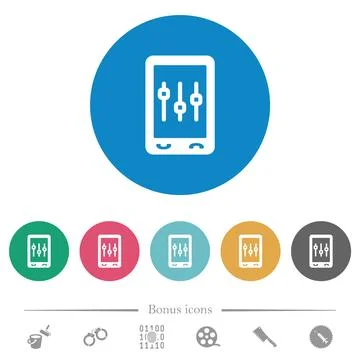 Mobile tweaking flat round icons Stock Illustration