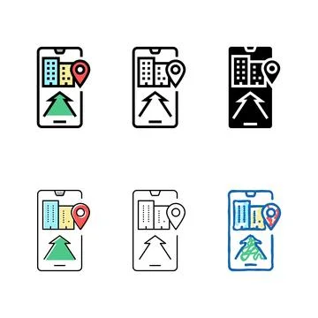 Mobile types application navigation color icon vector Stock Illustration
