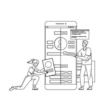 Mobile Ui And Ux Design Designer Business Vector Stock Illustration
