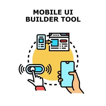 Mobile ui builder tool for app development Stock Illustration