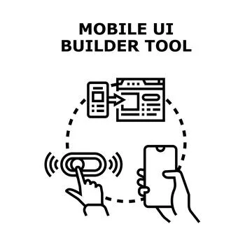 Mobile ui builder tool for app development Stock Illustration