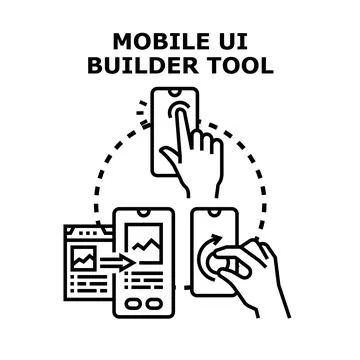Mobile ui builder tool creating application interface design Stock Illustration
