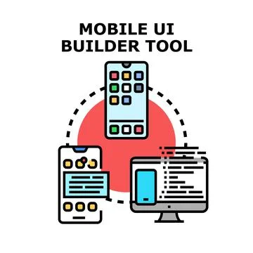 Mobile ui builder tool creating custom applications Illustrazione stock