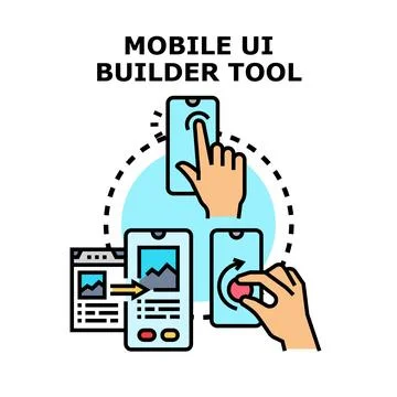 Mobile ui builder tool creating application interface design 스톡 일러스트