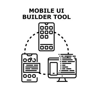 Mobile ui builder tool creating custom applications Stock Illustration