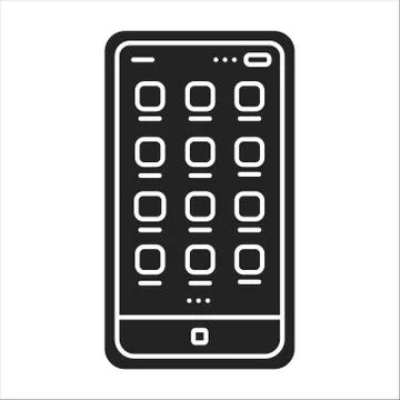 Mobile UI design black glyph icon. Process of making interfaces in software o Stock Illustration