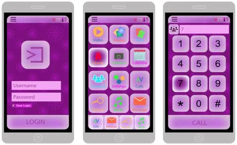 Mobile UI design, easy editable, bright, gentle Stock Illustration