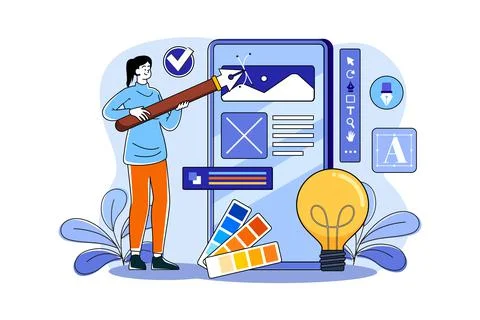 Mobile UI design Illustration concept on white background Stock Illustration