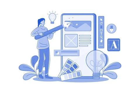 Mobile UI design Illustration concept on white background 库存插图