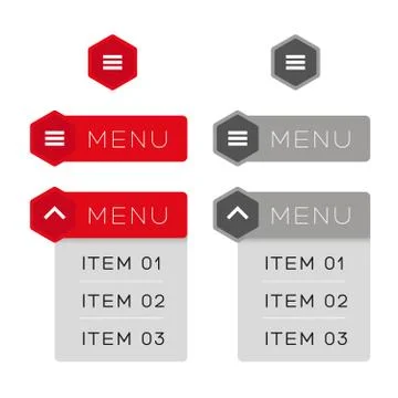 Mobile UI dropdown menu icon set Stock Illustration