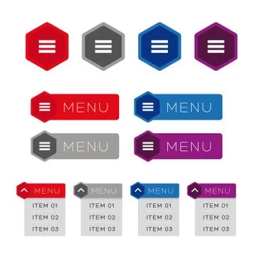 Mobile UI dropdown menu icon set Stock Illustration