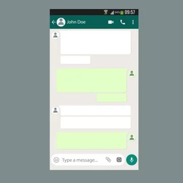Mobile UI kit Chat app template on smartphone screen. Stock Illustration
