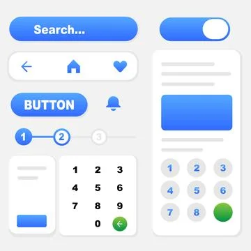 Mobile UI Kit Flat Vector Elements for App UI and UX Design. Vector Illustr.. Stock Illustration