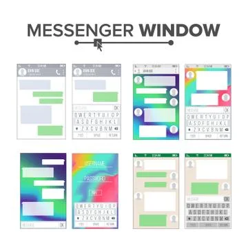 Mobile UI Kit Messenger Vector Set. Chat App Design Template. Chat, Sms Stock Illustration