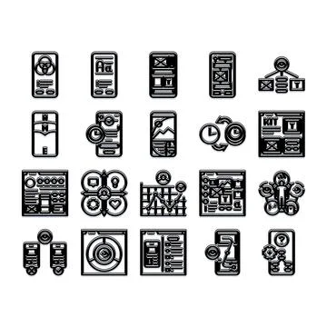 Mobile ui ux application development design icons 스톡 일러스트