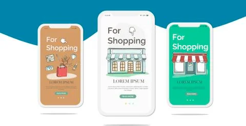Mobile UI UX GUI template, app interface wireframe Shopping Concept. illustra Stock Illustration