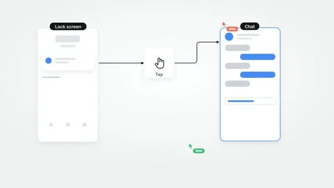 Mobile UI UX Notification Flow Lock Screen to Chat Transition Messaging App Stock Footage 346163628