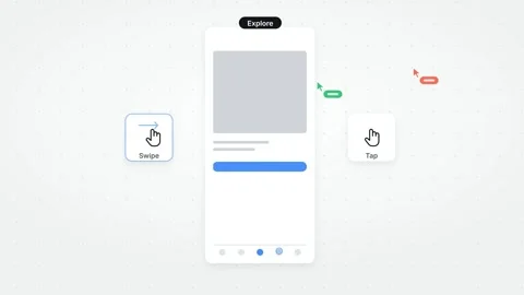 Mobile UI UX Tab Navigation Flow Interactive Wireframe Prototype Horizontal Stock Footage 346163620