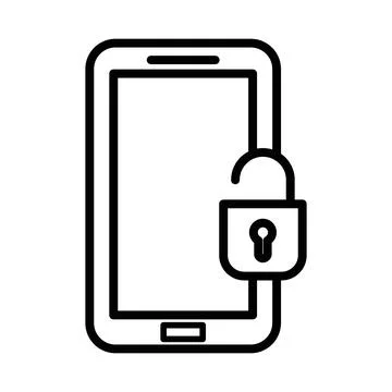 Mobile Unlock icon linear logo mark in black and white Stock-Illustration