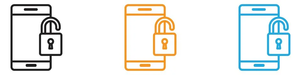 Mobile Unlock icon vector logo set collection for web app ui 库存插图