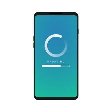 Mobile update icon, software upgrade phone. Smartphone screen flat loading Stock Illustration