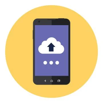 Mobile Upload Cloud Stock Illustration