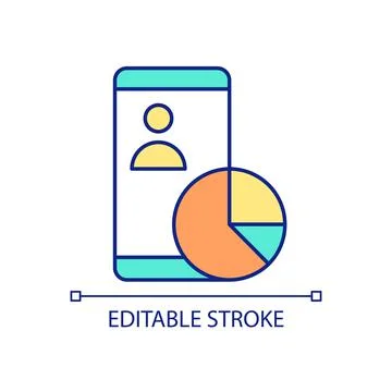 Mobile usage statistics RGB color icon Stock Illustration