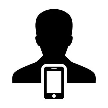 Mobile user icon vector male person profile avatar with smartphone symbol Stock Illustration