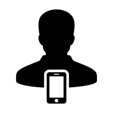 Mobile user icon vector male person profile avatar with smartphone symbol Stock Illustration