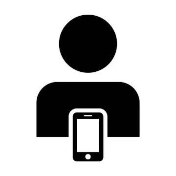 Mobile user icon vector male person profile avatar with smartphone symbol Stock Illustration