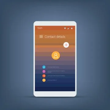 Mobile user interface for contacts screen in modern material design style Stock Illustration