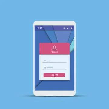 Mobile user interface login menu with icons and symbols on modern material イラスト素材