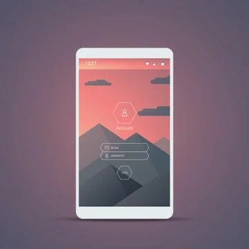 Mobile user interface login screen. Smartphone icons for account and password Stock Illustration